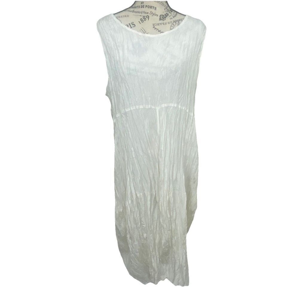 Privatsachen Silk Dress White‎ Lagenlook Crinkle Cocon Commerz Size EU 38/2